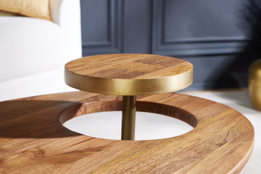 Couchtisch Säntis 110cm braun gold Mango