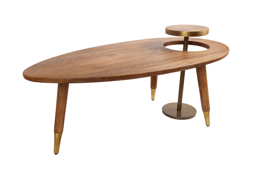 Couchtisch Säntis 110cm braun gold Mango