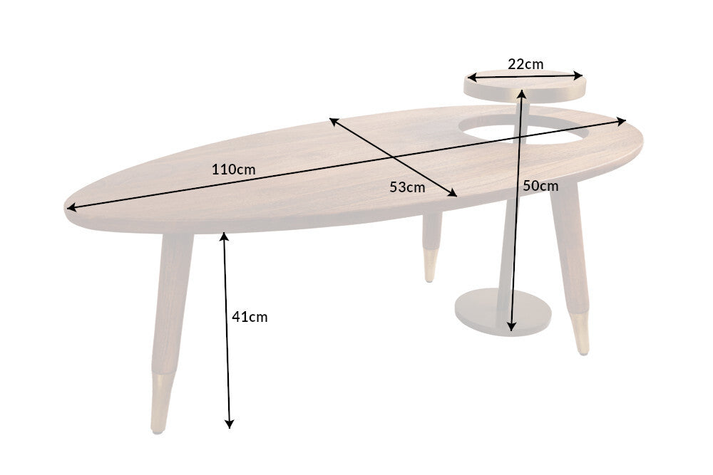 Couchtisch Säntis 110cm braun gold Mango