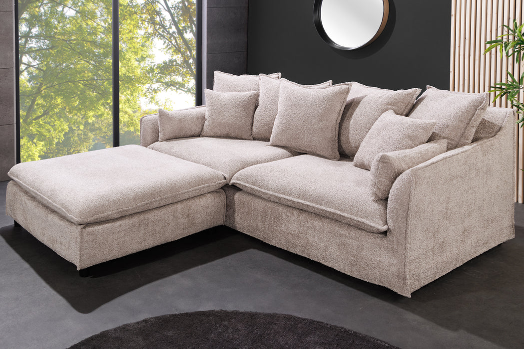 Hocker Clouds 100cm champagner beige Teddy