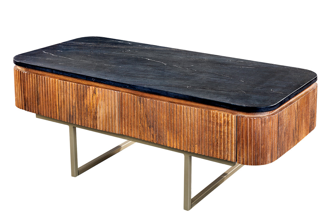 Couchtisch Säntis 110cm Mango Marmor gold
