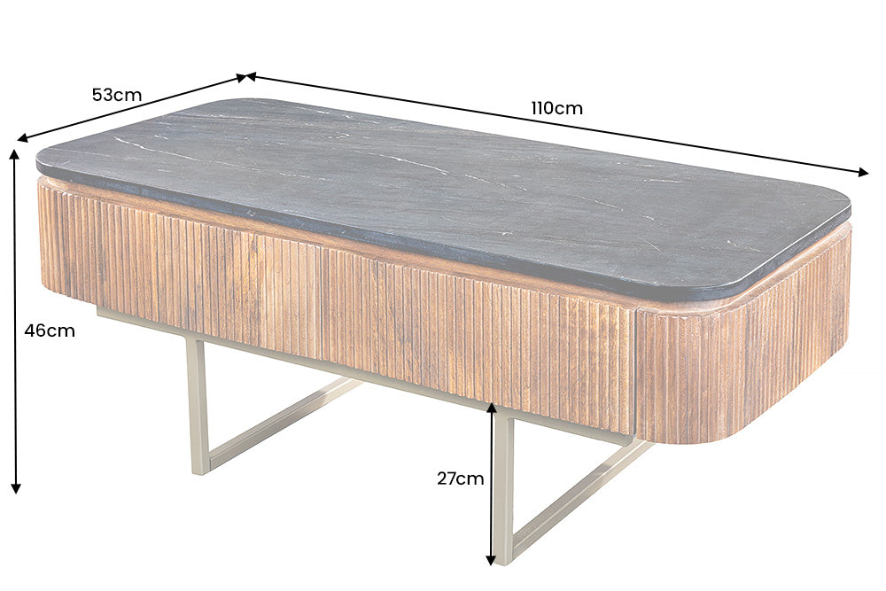 Couchtisch Säntis 110cm Mango Marmor gold