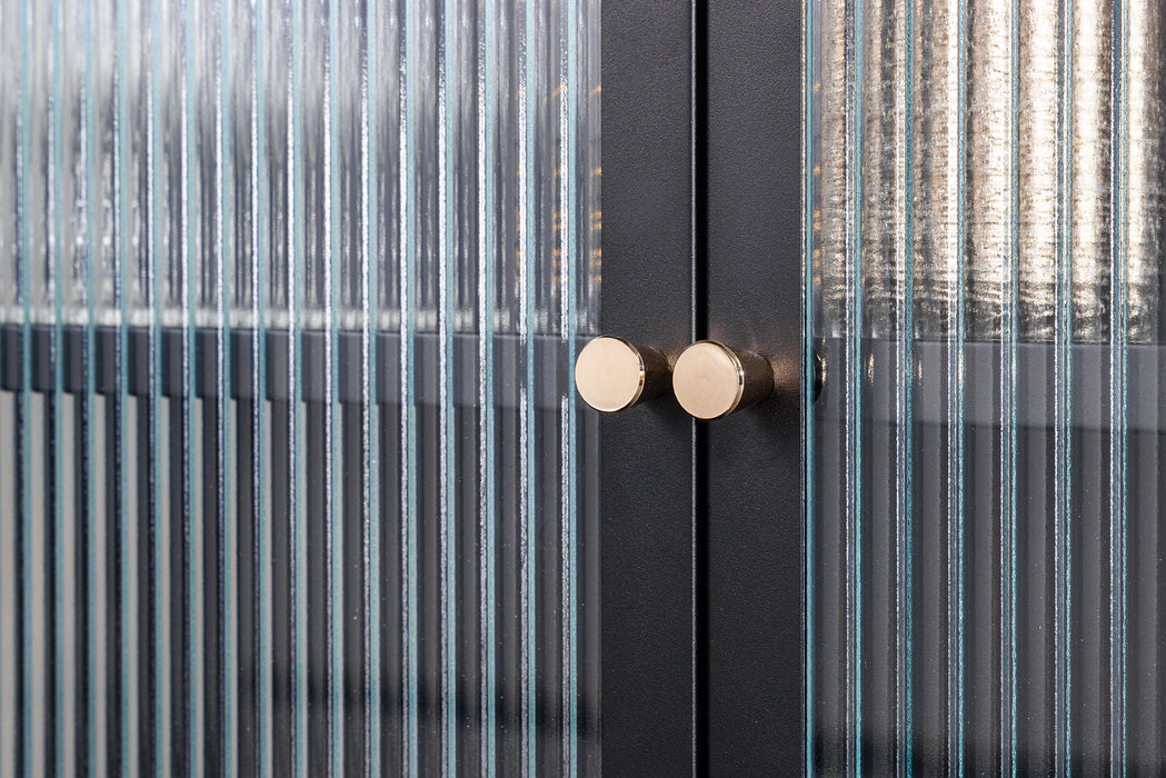 Vitrine New York 110cm Riffelglas schwarz