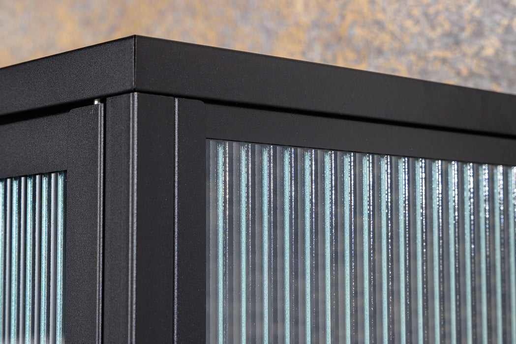 Vitrine Davos 160cm Riffelglas schwarz