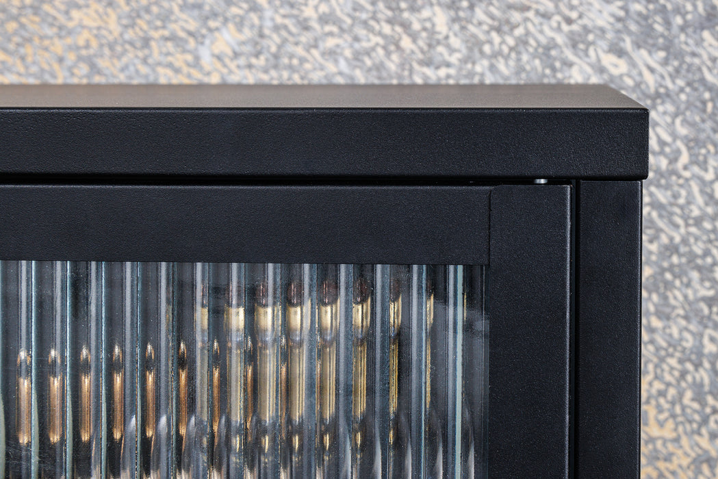 Vitrine Davos 90cm Riffelglas schwarz