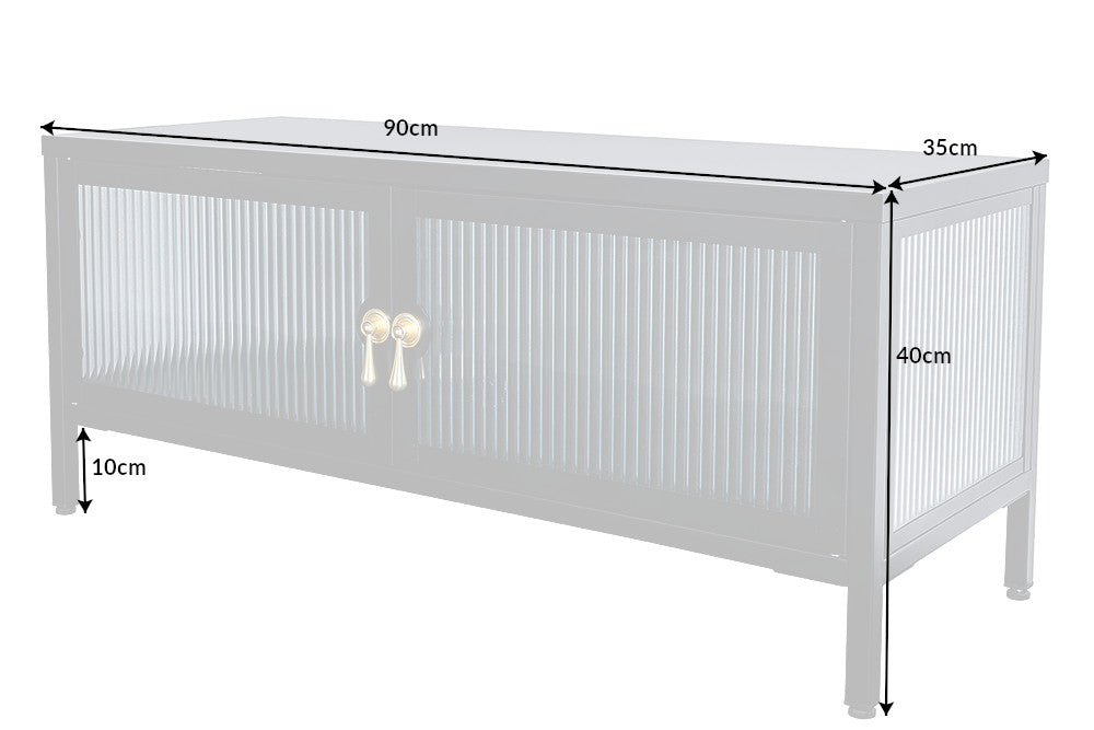 Vitrine Davos 90cm Riffelglas schwarz