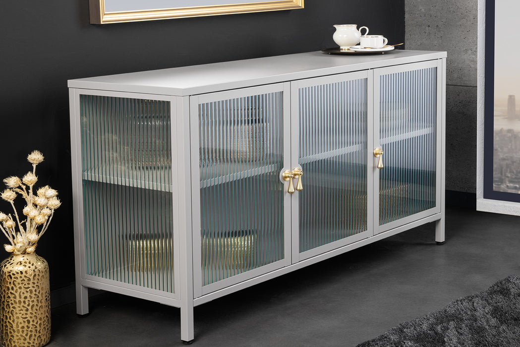 Vitrine Davos 105cm Riffelglas greige