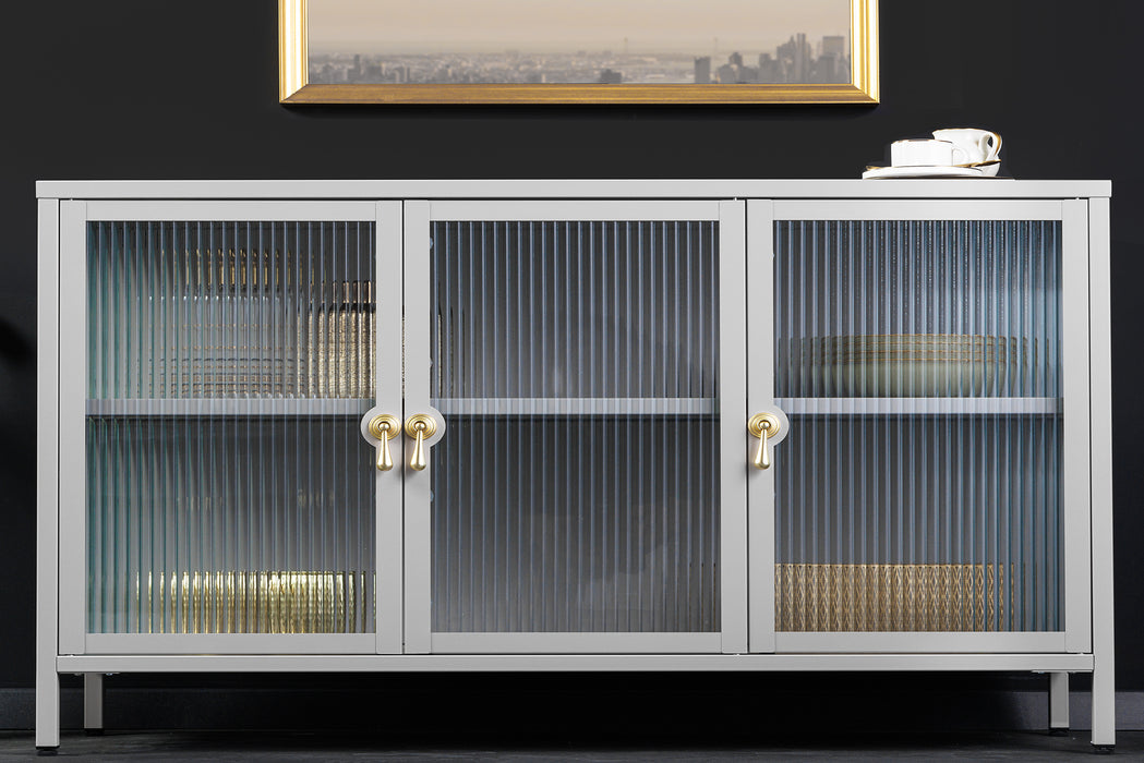 Vitrine Davos 105cm Riffelglas greige