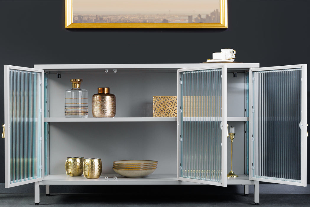 Vitrine Davos 105cm Riffelglas greige