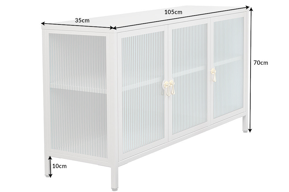 Vitrine Davos 105cm Riffelglas greige