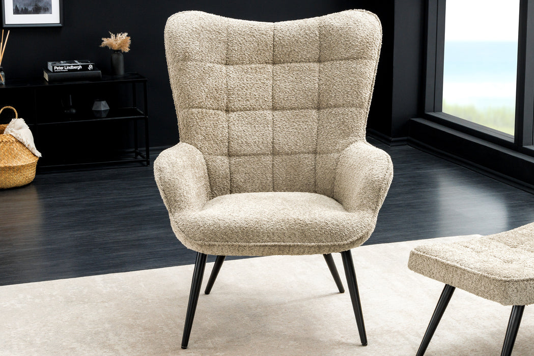 Sessel Nordica champagner greige Teddystoff
