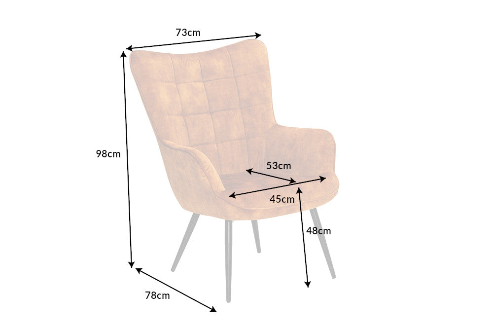 Sessel Nordica Armlehne senfgelb Samt
