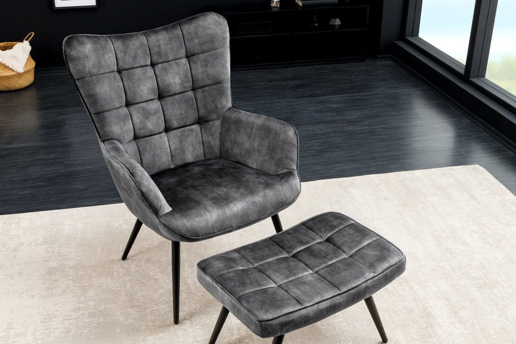 Sessel Nordica Armlehne grau Samt