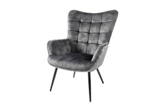 Sessel Nordica Armlehne grau Samt Buchenholz natur
