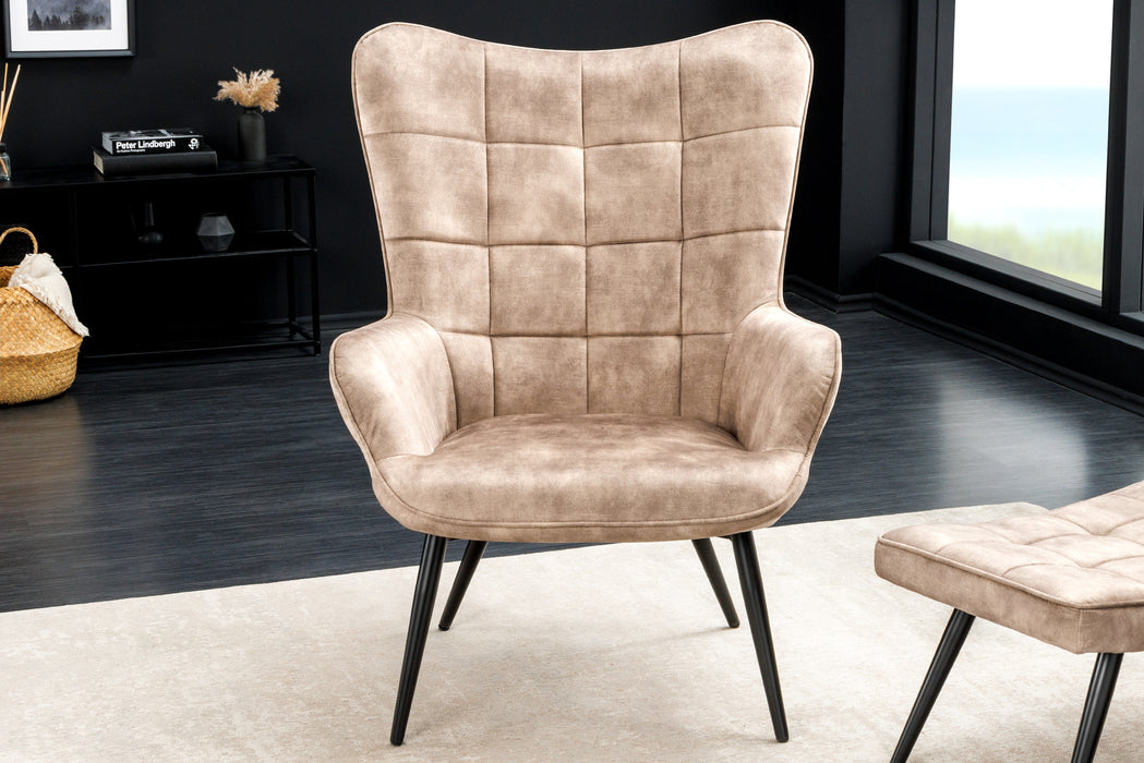 Sessel Nordica Armlehne champagner Samt