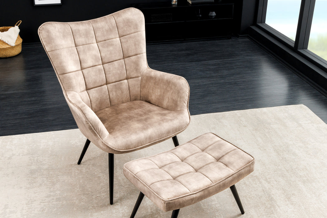 Sessel Nordica Armlehne champagner Samt