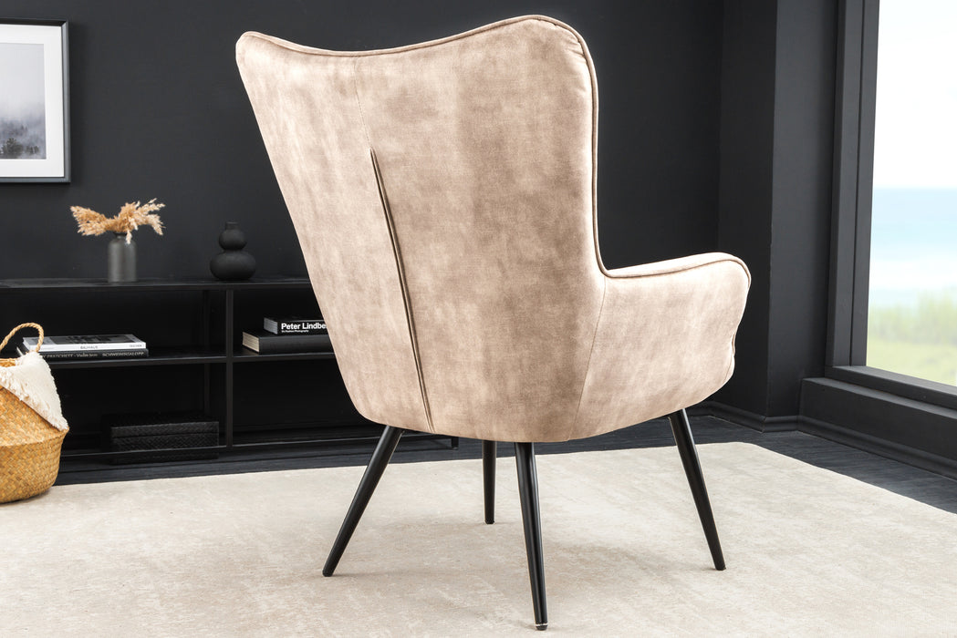 Sessel Nordica Armlehne champagner Samt