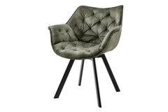 Stuhl Nordic Comfort dunkelgrün Samt drehbar Boho