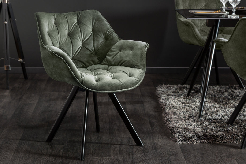 Stuhl The Nordic Comfort dunkelgrün Samt drehbar