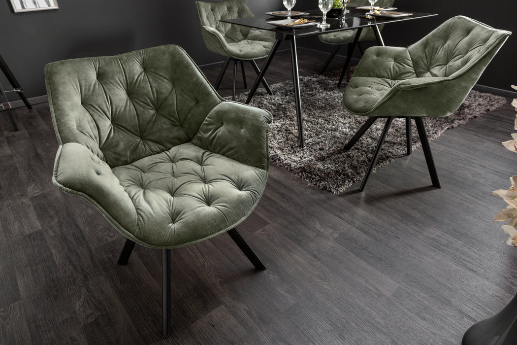 Stuhl The Nordic Comfort dunkelgrün Samt drehbar