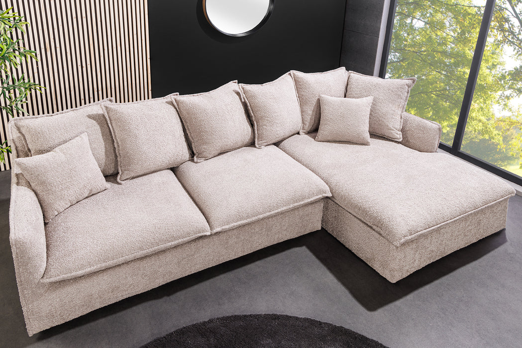Eck-Sofa Clouds 255cm Teddy champagner beige