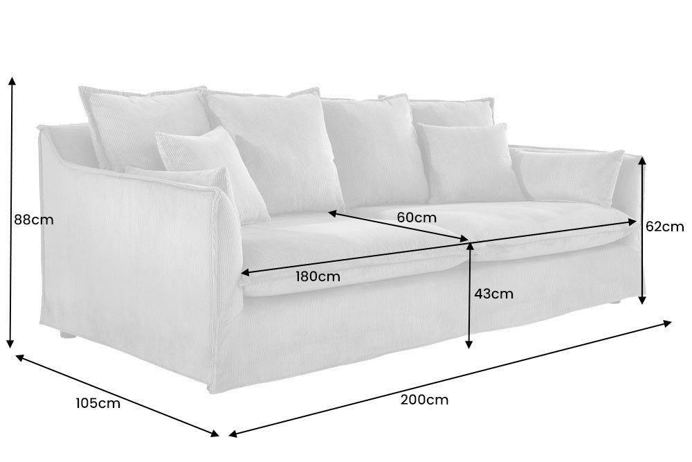 Sofa Clouds 200cm Dunkelgrün Samt