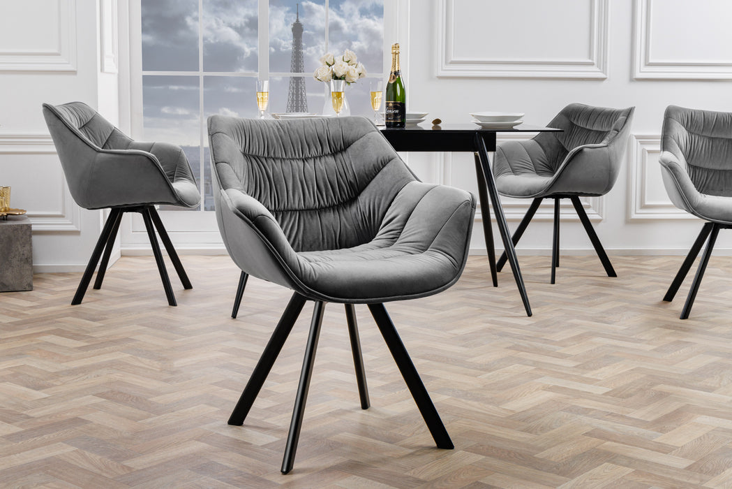 Stuhl The Nordic Comfort grau Samt drehbar