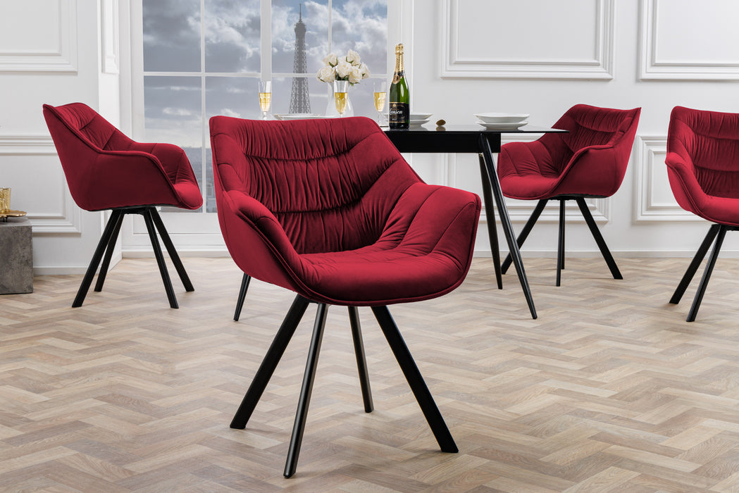 Stuhl The Nordic Comfort rot Samt drehbar