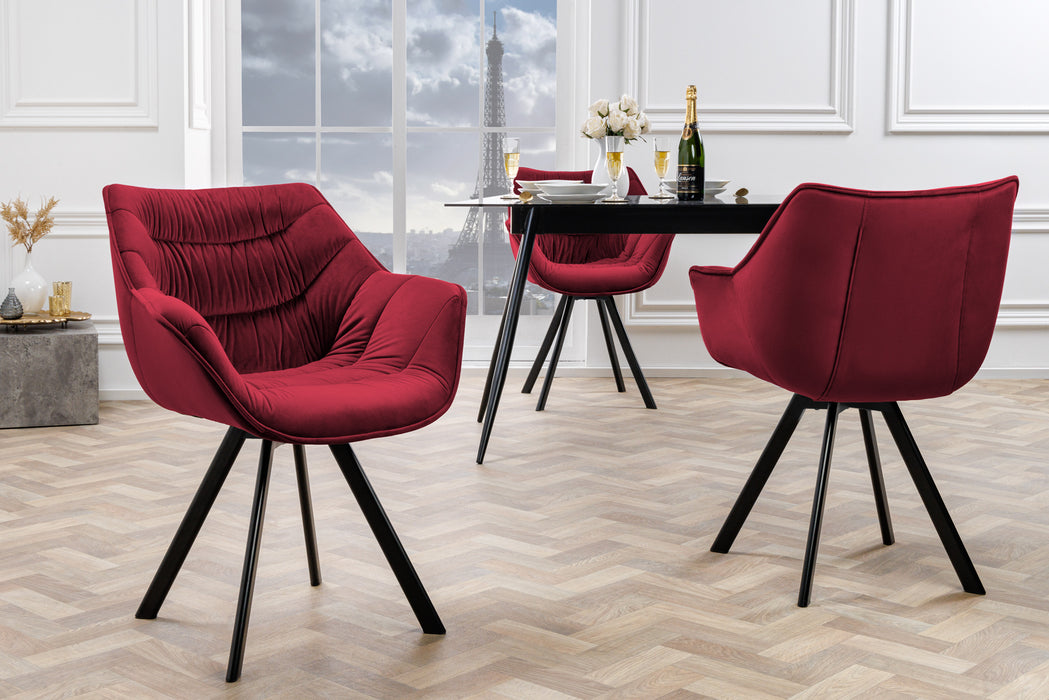 Stuhl The Nordic Comfort rot Samt drehbar