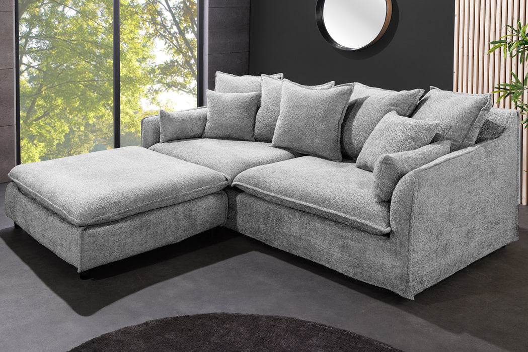 Hocker Clouds 100cm grau Teddy