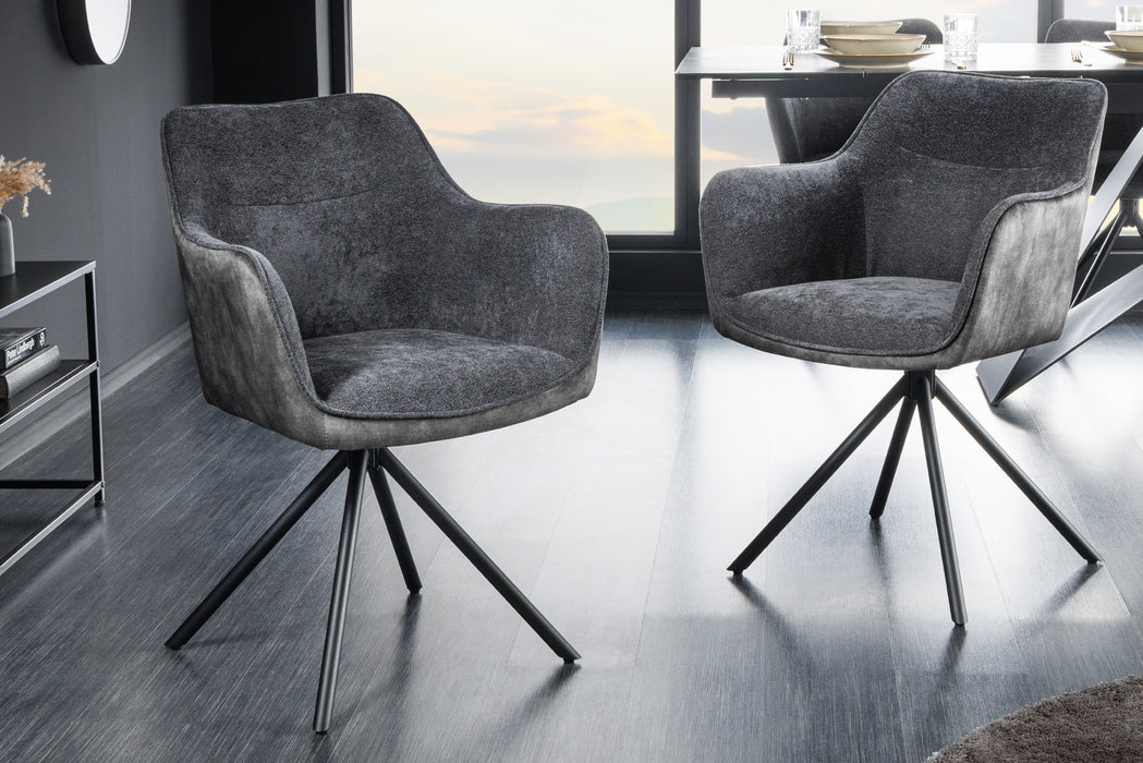 Design Stuhl Florence dunkelgrau drehbar