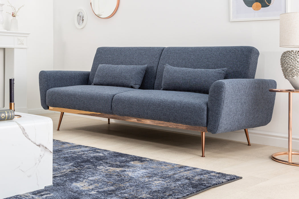 Schlafsofa Eleganza 210cm blau Struktur
