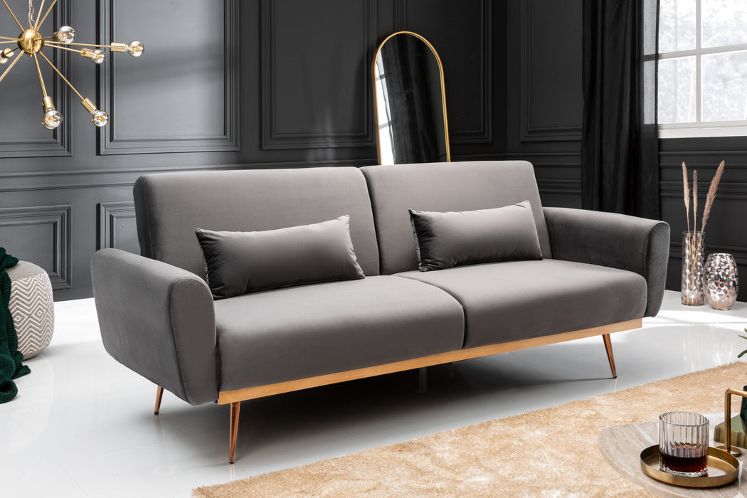 Schlafsofa Eleganza 210cm grau Samt