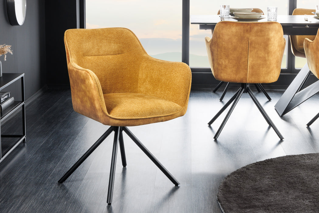 Design Stuhl Florence senfgelb drehbar