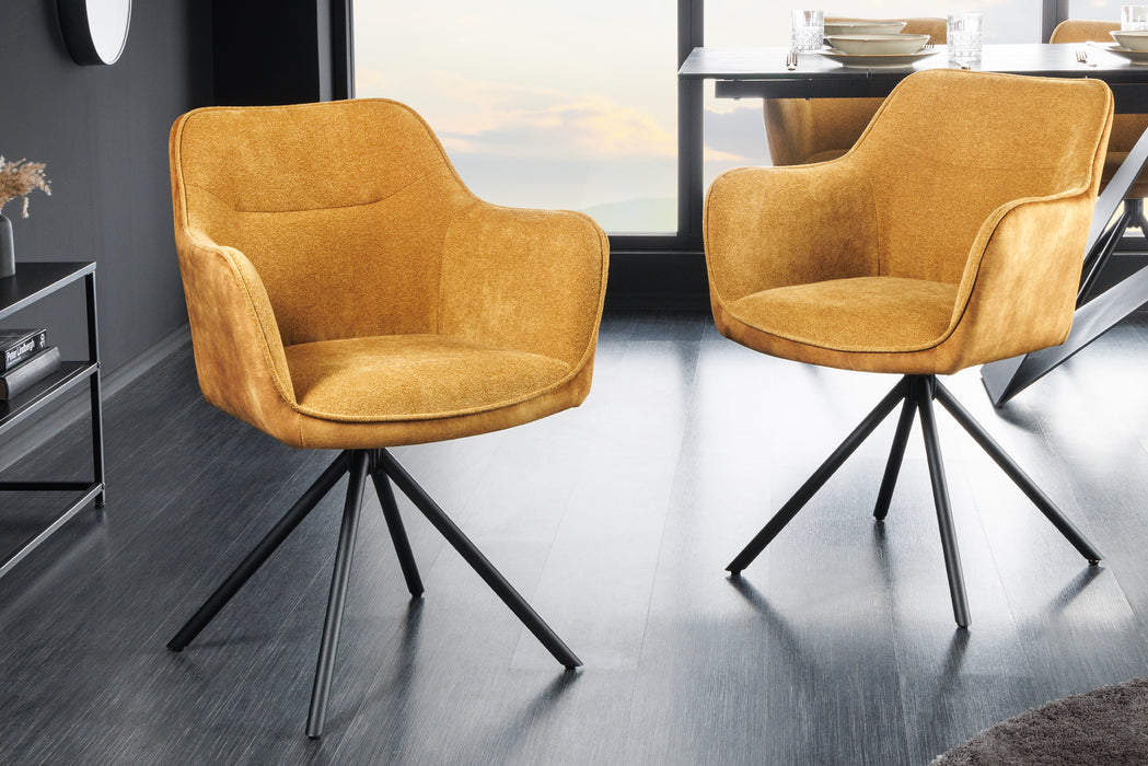 Design Stuhl Florence senfgelb drehbar