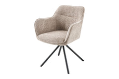 Design Stuhl Florence champagner beige Strukturstoff drehbar 180 Grad
