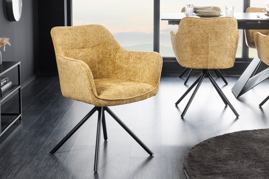 Design Stuhl Florence senfgelb drehbar