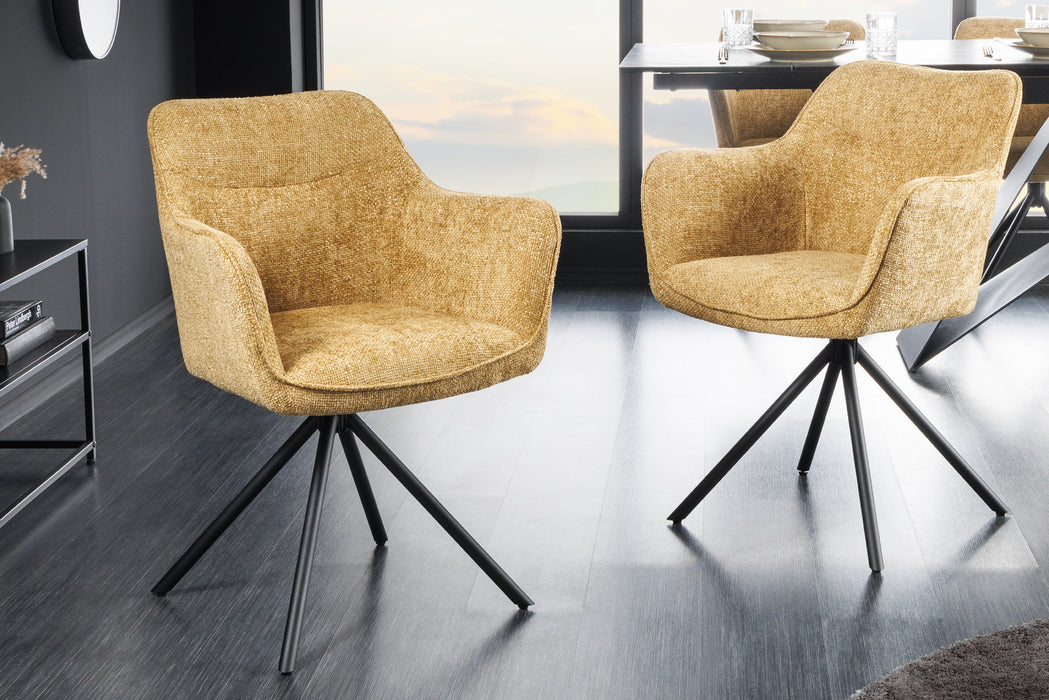Design Stuhl Florence senfgelb drehbar