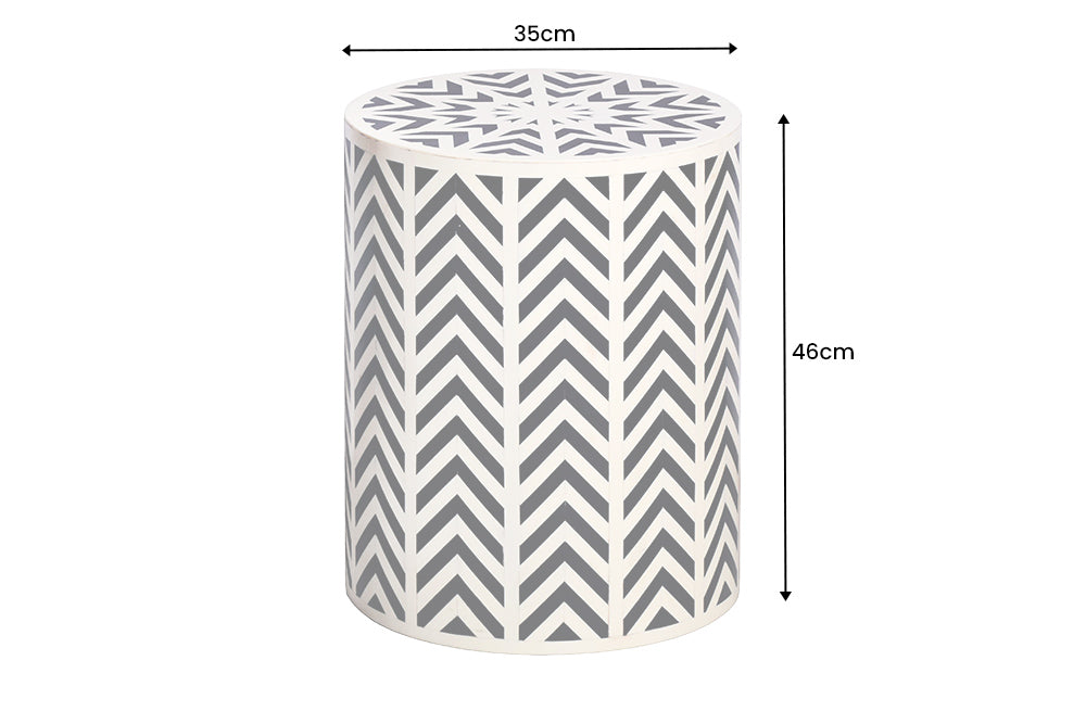 Beistelltisch Ivory Detail 45cm schwarz weiss