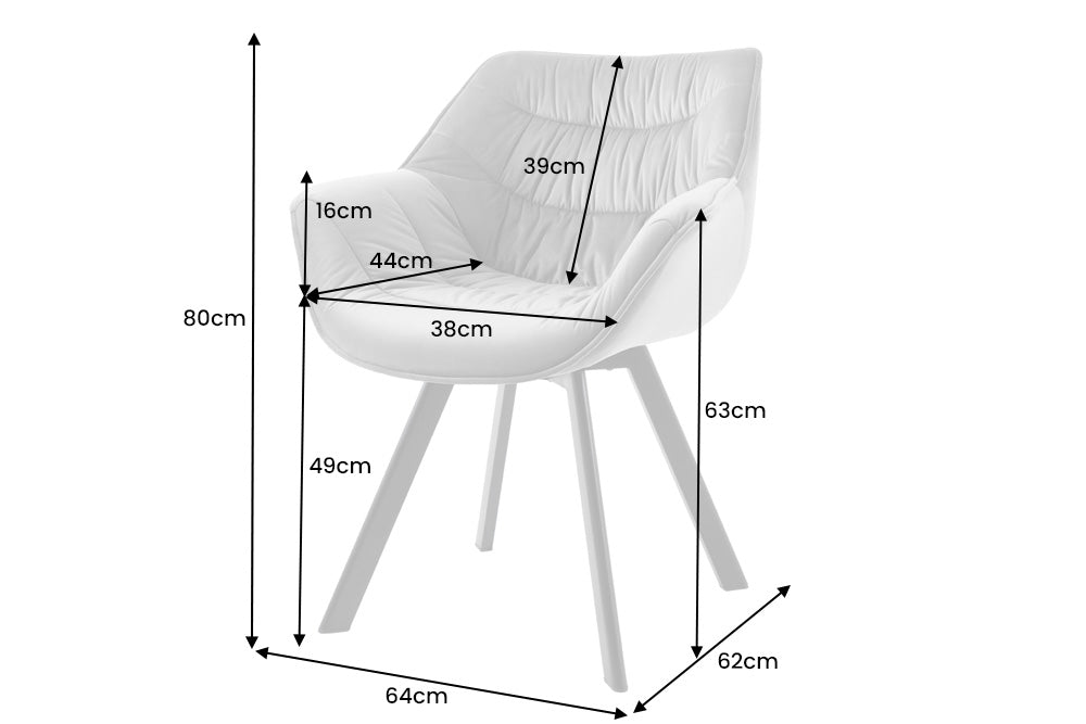 Stuhl The Nordic Comfort rot Samt drehbar