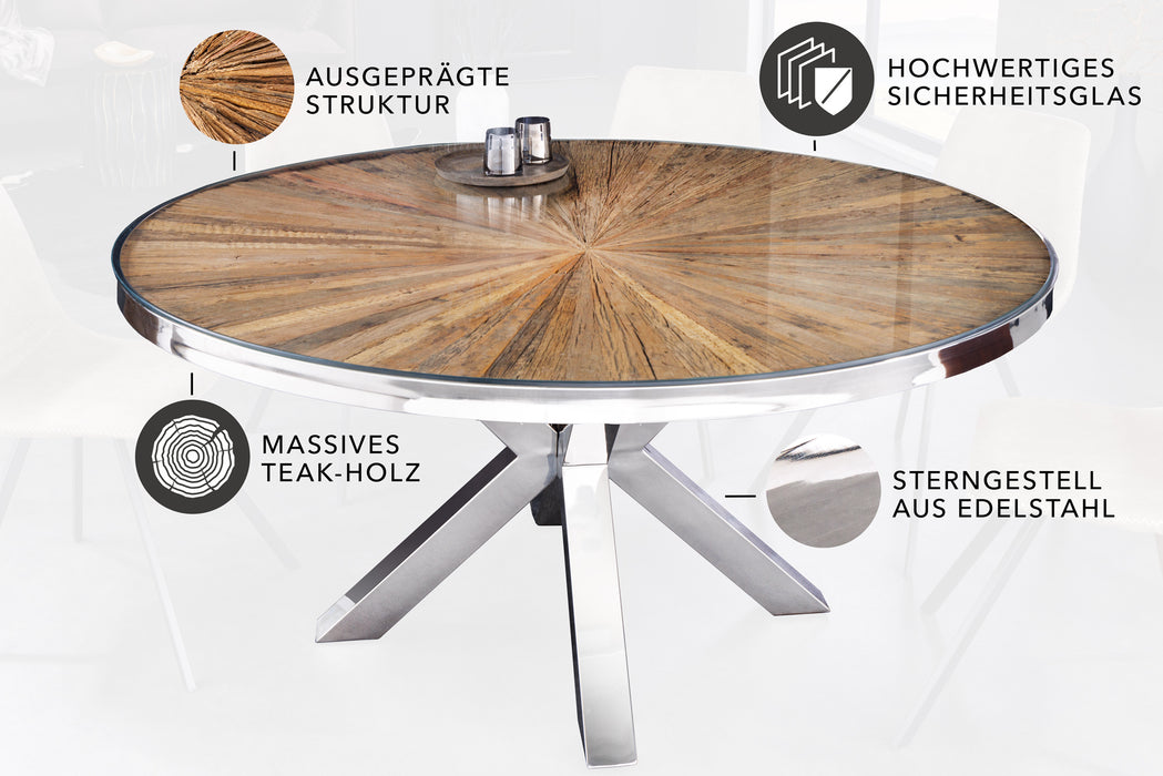 Esstisch Barcelona 140cm Teakholz Rund