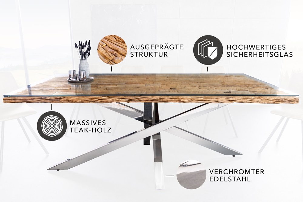 Esstisch Barcelona – 220cm Teakholz