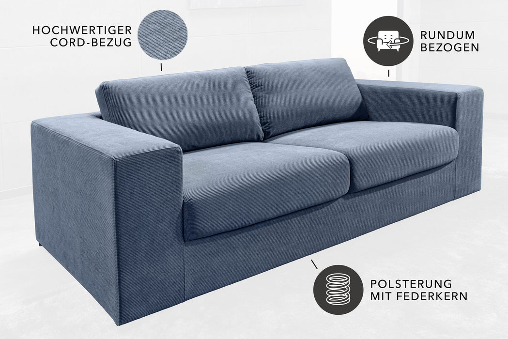 Sofa Recliner 220cm Blau Cord