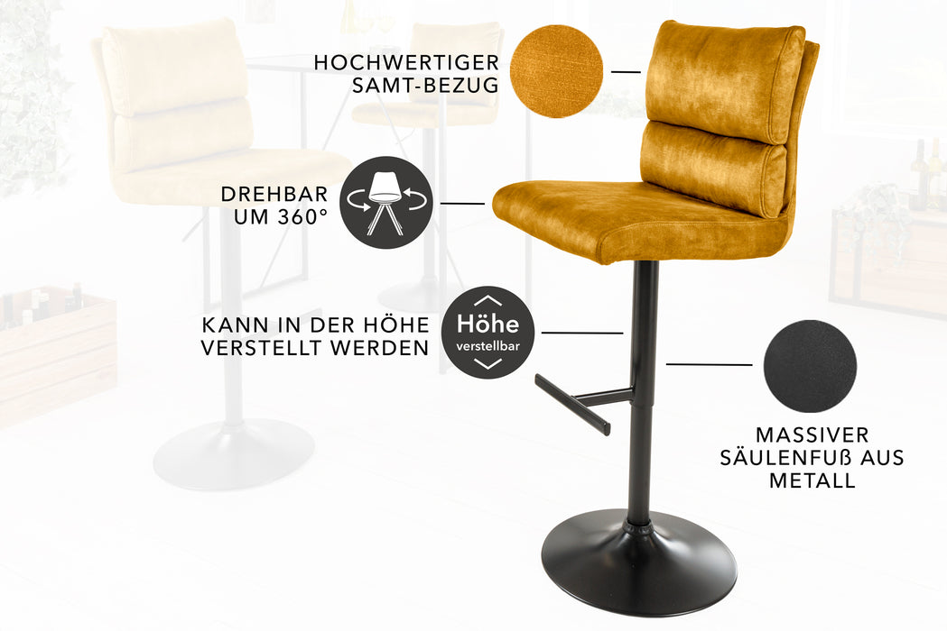 Barhocker Ease senfgelb Samt