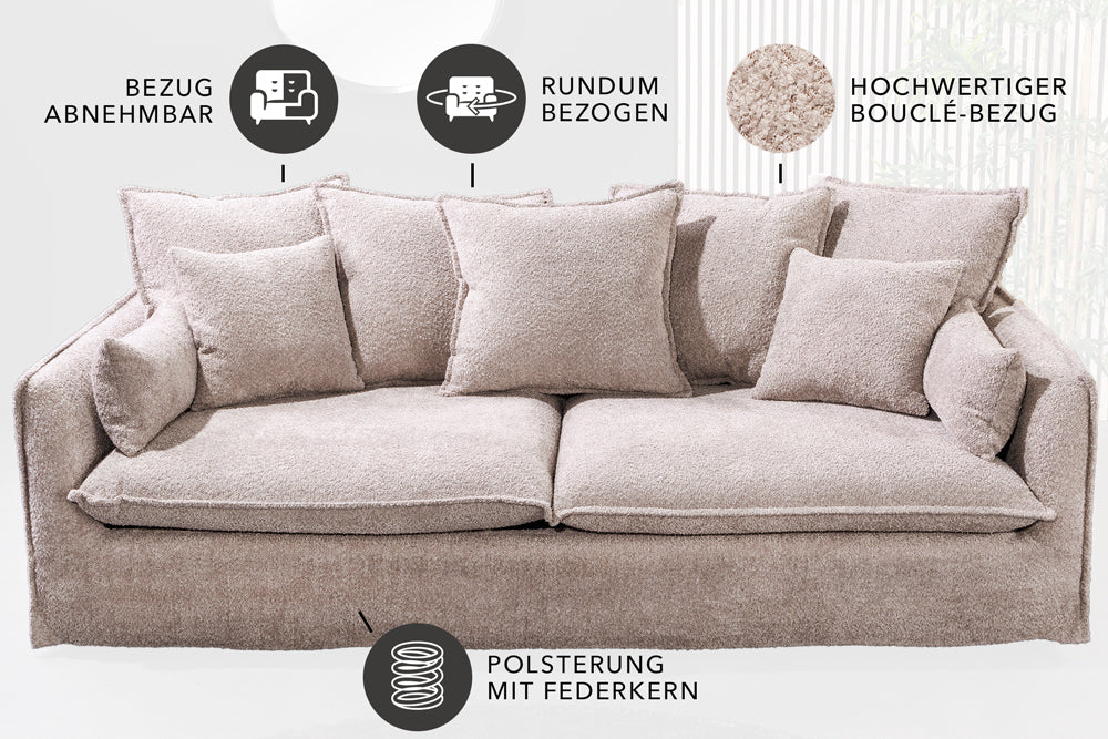 Sofa Clouds 200cm Champagner Beige Teddy