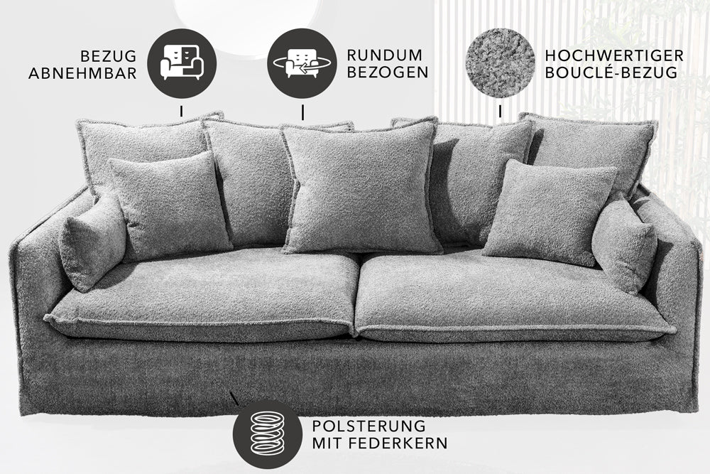 Sofa Clouds 200cm Grau Teddy