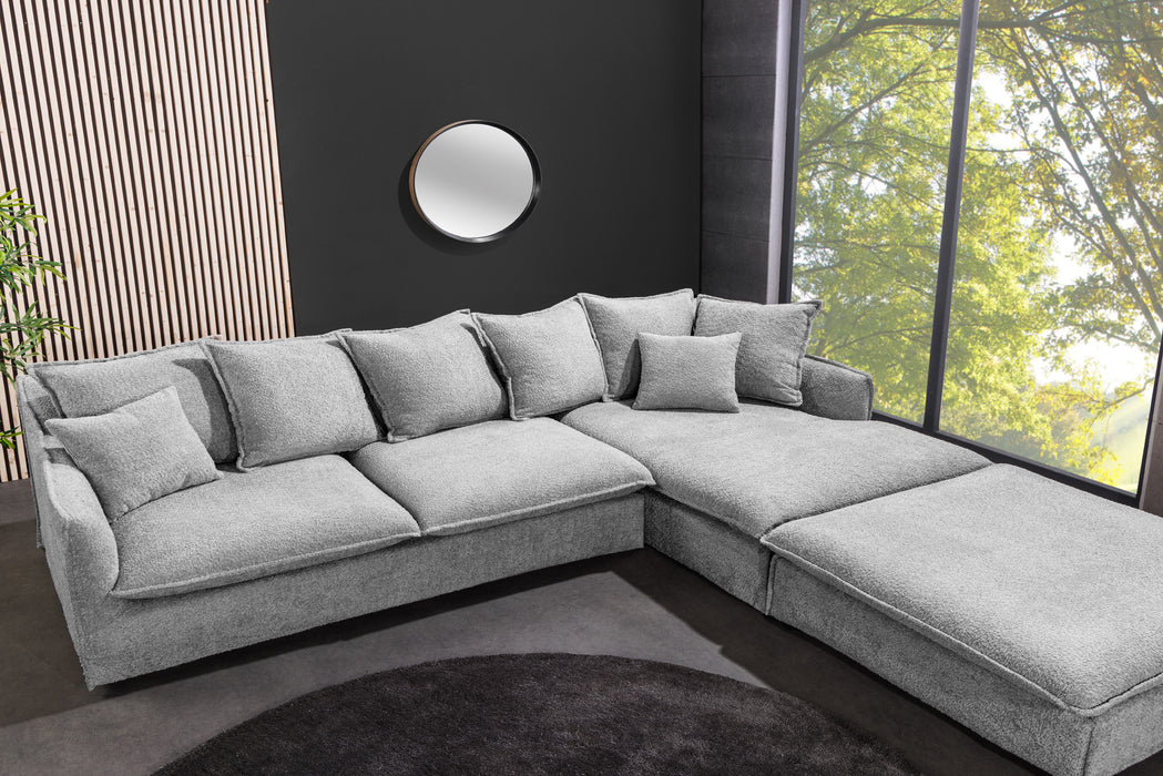 Eck-Sofa Clouds 255cm Teddy grau
