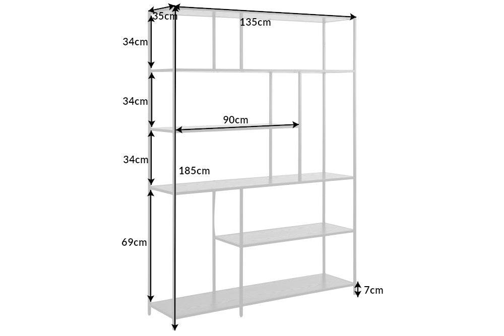 Regal Sleek Line 185x135cm Marmor schwarz