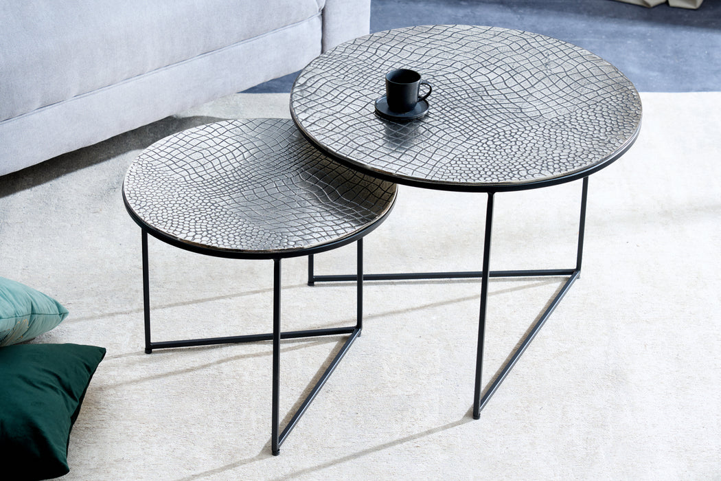 Couchtisch Jura Crocodile 2er Set 60cm silber