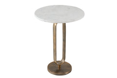 Beistelltisch Eleganz 60cm gold Marmor weiss